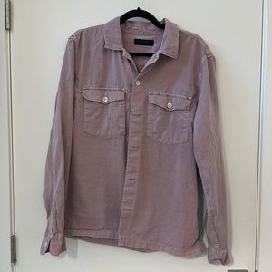 All Saints Spotter Long Sleeve Military Overshirt Purple